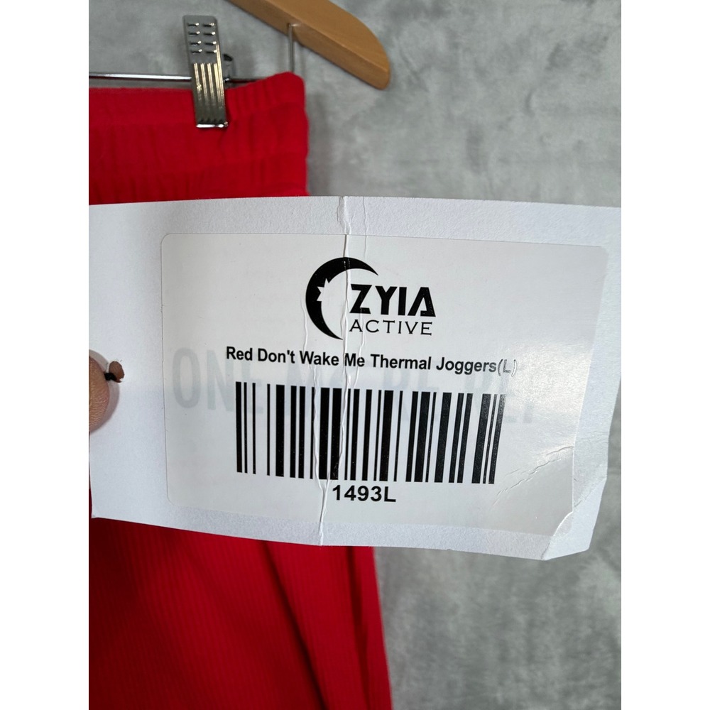 New Zyia Active Don't Wake Me Thermal Joggers Large Red Lounge Pants Pajamas - Picture 11 of 13